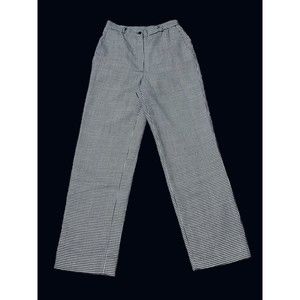 Brooks Brothers Women's 100% Wool Houndstooth White Black Slim Waisted Pants 10